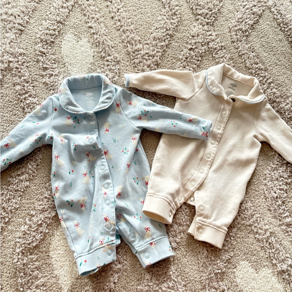 Floral Blue and Cream Kids One Piece Set